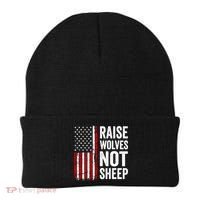 Raise Wolves Not Sheep Gift American Patriotic Usa Flag (Back) Gift Beanie thumb 0