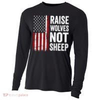 Raise Wolves Not Sheep Gift American Patriotic Usa Flag (Back) Gift Cooling Performance Long Sleeve Crew thumb 0