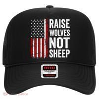 Raise Wolves Not Sheep Gift American Patriotic Usa Flag (Back) Gift Hat thumb 0