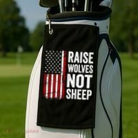 Raise Wolves Not Sheep Gift American Patriotic Usa Flag (Back) Gift Golf Towel thumb 2