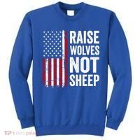 Raise Wolves Not Sheep Gift American Patriotic Usa Flag (Back) Gift Sweatshirt thumb 0