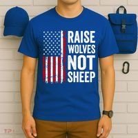 Raise Wolves Not Sheep Gift American Patriotic Usa Flag (Back) Gift T-Shirt thumb 6