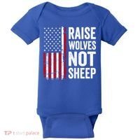 Raise Wolves Not Sheep Gift American Patriotic Usa Flag (Back) Gift Baby Bodysuit thumb 0
