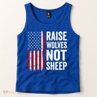 Raise Wolves Not Sheep Gift American Patriotic Usa Flag (Back) Gift Tank Top thumb 2