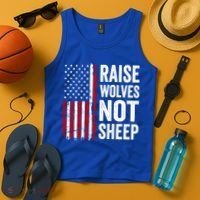 Raise Wolves Not Sheep Gift American Patriotic Usa Flag (Back) Gift Tank Top thumb 4