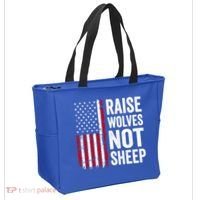 Raise Wolves Not Sheep Gift American Patriotic Usa Flag (Back) Gift Tote Bag thumb 2