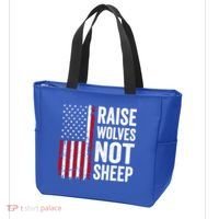 Raise Wolves Not Sheep Gift American Patriotic Usa Flag (Back) Gift Tote Bag thumb 3