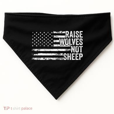 Raise Wolves Not S.H.E.E.P Patriotic Veteran Lions USA-Made Doggie Bandana