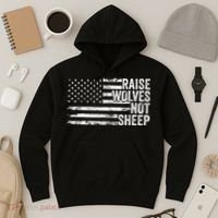 Raise Wolves Not S.H.E.E.P Patriotic Veteran Lions Hoodie thumb 3