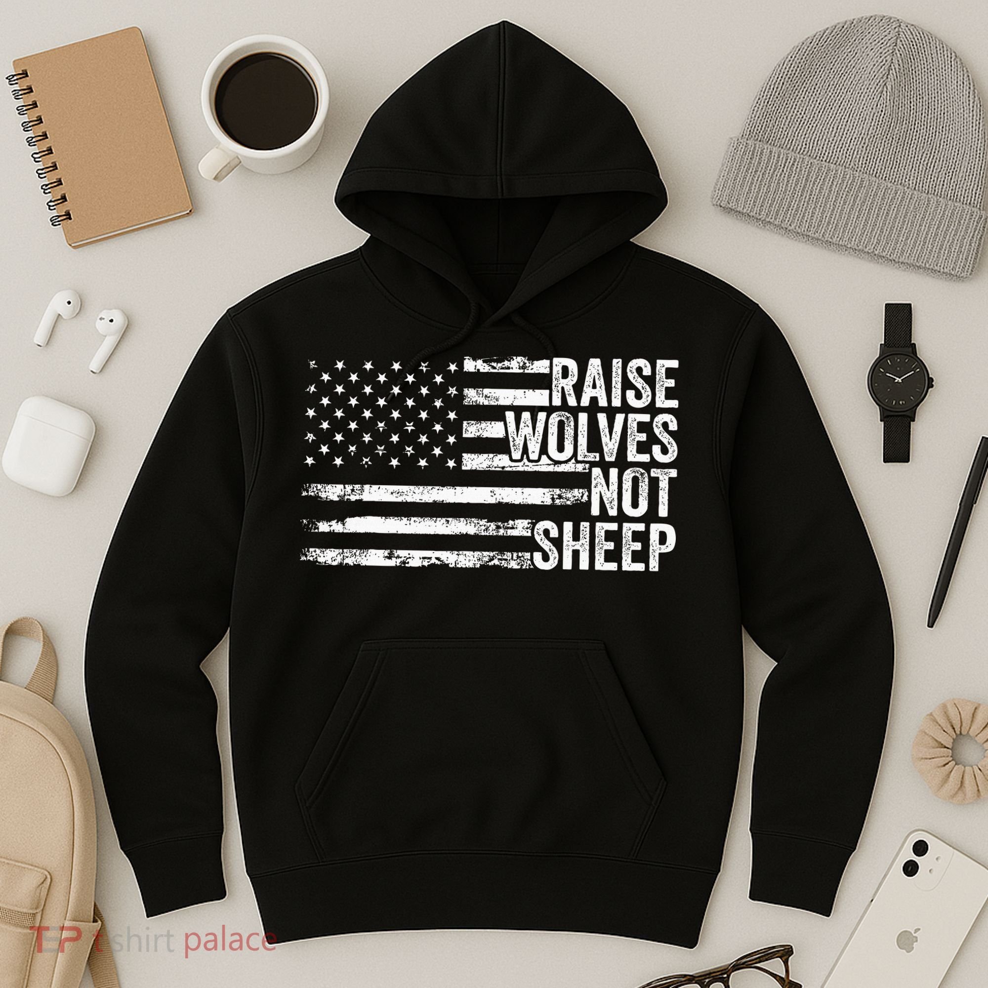 Raise Wolves Not S.H.E.E.P Patriotic Veteran Lions Hoodie