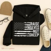 Raise Wolves Not S.H.E.E.P Patriotic Veteran Lions Hoodie thumb 4