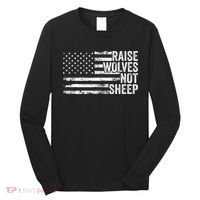 Raise Wolves Not S.H.E.E.P Patriotic Veteran Lions Long Sleeve Shirt thumb 0