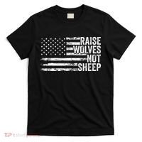 Raise Wolves Not S.H.E.E.P Patriotic Veteran Lions T-Shirt thumb 0