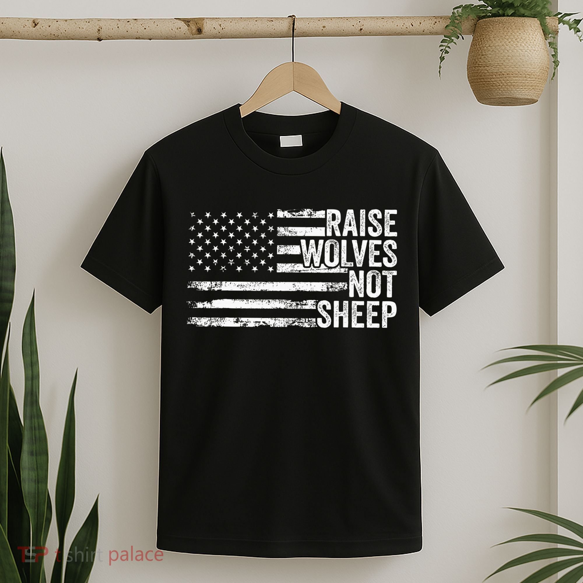 Raise Wolves Not S.H.E.E.P Patriotic Veteran Lions T-Shirt