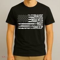 Raise Wolves Not S.H.E.E.P Patriotic Veteran Lions T-Shirt thumb 3