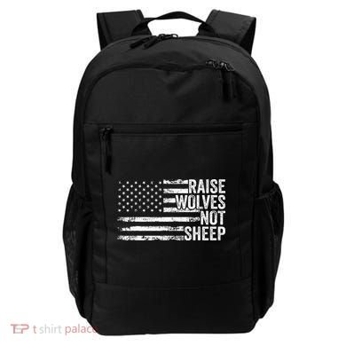 Raise Wolves Not S.H.E.E.P Patriotic Veteran Lions Backpack