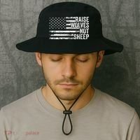 Raise Wolves Not S.H.E.E.P Patriotic Veteran Lions Bucket Hat thumb 2