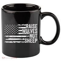 Raise Wolves Not S.H.E.E.P Patriotic Veteran Lions 11oz C Handle Ceramic Mug thumb 0