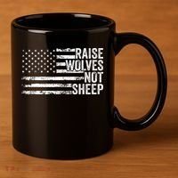 Raise Wolves Not S.H.E.E.P Patriotic Veteran Lions 11oz C Handle Ceramic Mug thumb 3