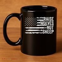 Raise Wolves Not S.H.E.E.P Patriotic Veteran Lions 11oz C Handle Ceramic Mug thumb 4
