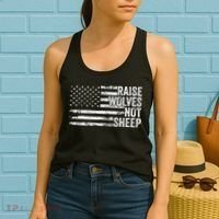 Raise Wolves Not S.H.E.E.P Patriotic Veteran Lions Women's Tank Top thumb 2
