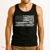 Raise Wolves Not S.H.E.E.P Patriotic Veteran Lions Tank Top thumb 3