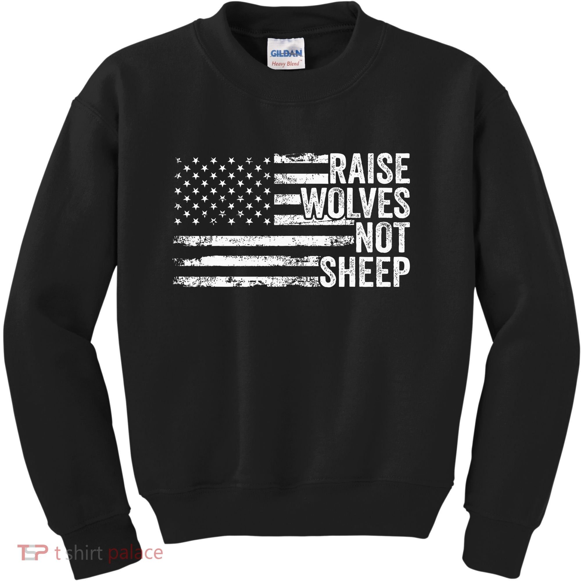 Raise Wolves Not S.H.E.E.P Patriotic Veteran Lions Kids Sweatshirt