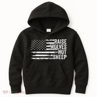 Raise Wolves Not S.H.E.E.P Patriotic Veteran Lions Kids Hoodie thumb 0