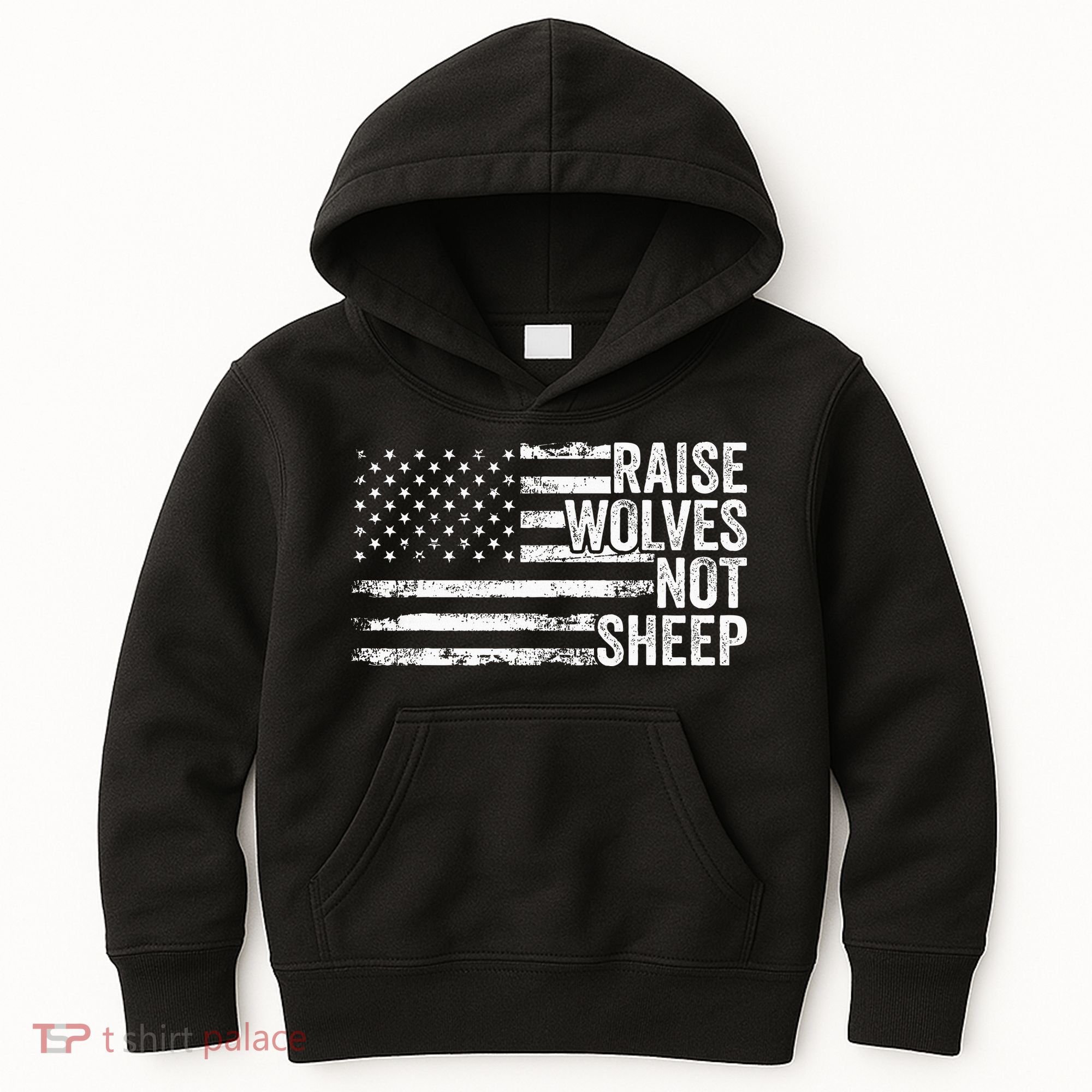 Raise Wolves Not S.H.E.E.P Patriotic Veteran Lions Kids Hoodie