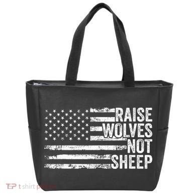 Raise Wolves Not S.H.E.E.P Patriotic Veteran Lions Tote Bag