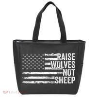 Raise Wolves Not S.H.E.E.P Patriotic Veteran Lions Tote Bag thumb 0