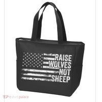 Raise Wolves Not S.H.E.E.P Patriotic Veteran Lions Tote Bag thumb 3