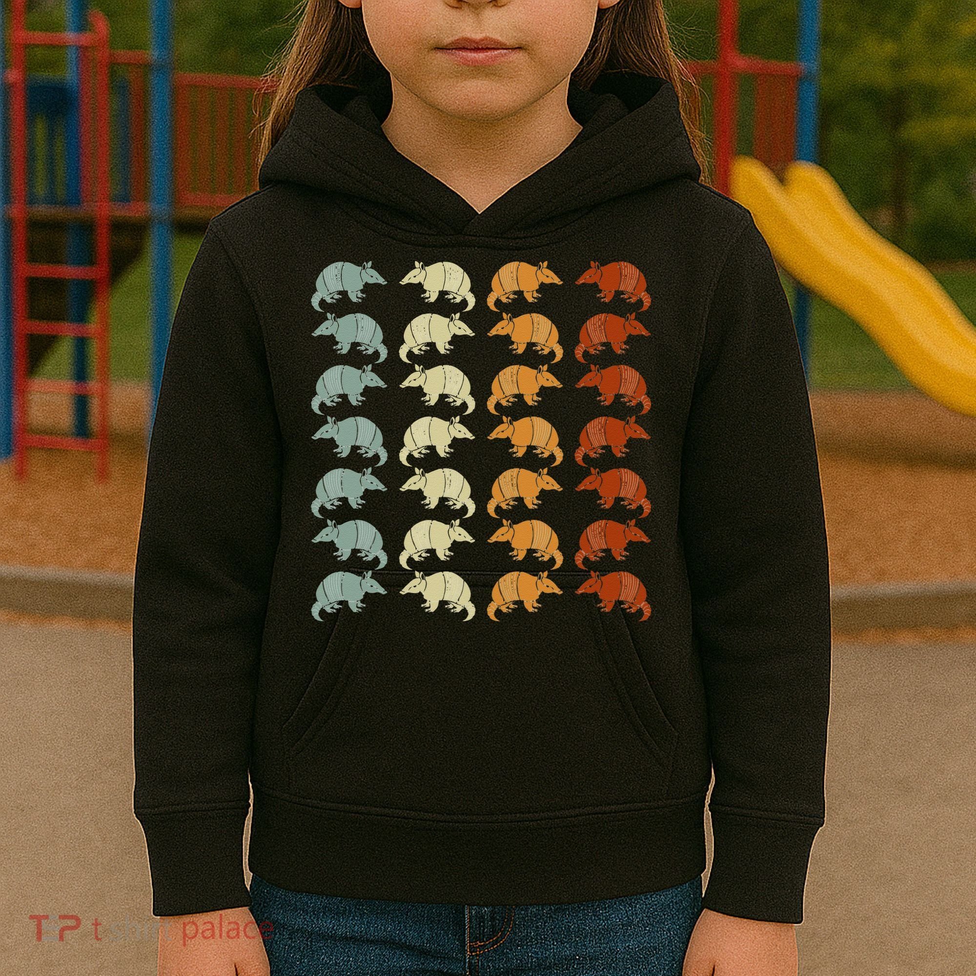 Retro Wild Nature Armadillo Lover Animal Armadillo Kids Hoodie