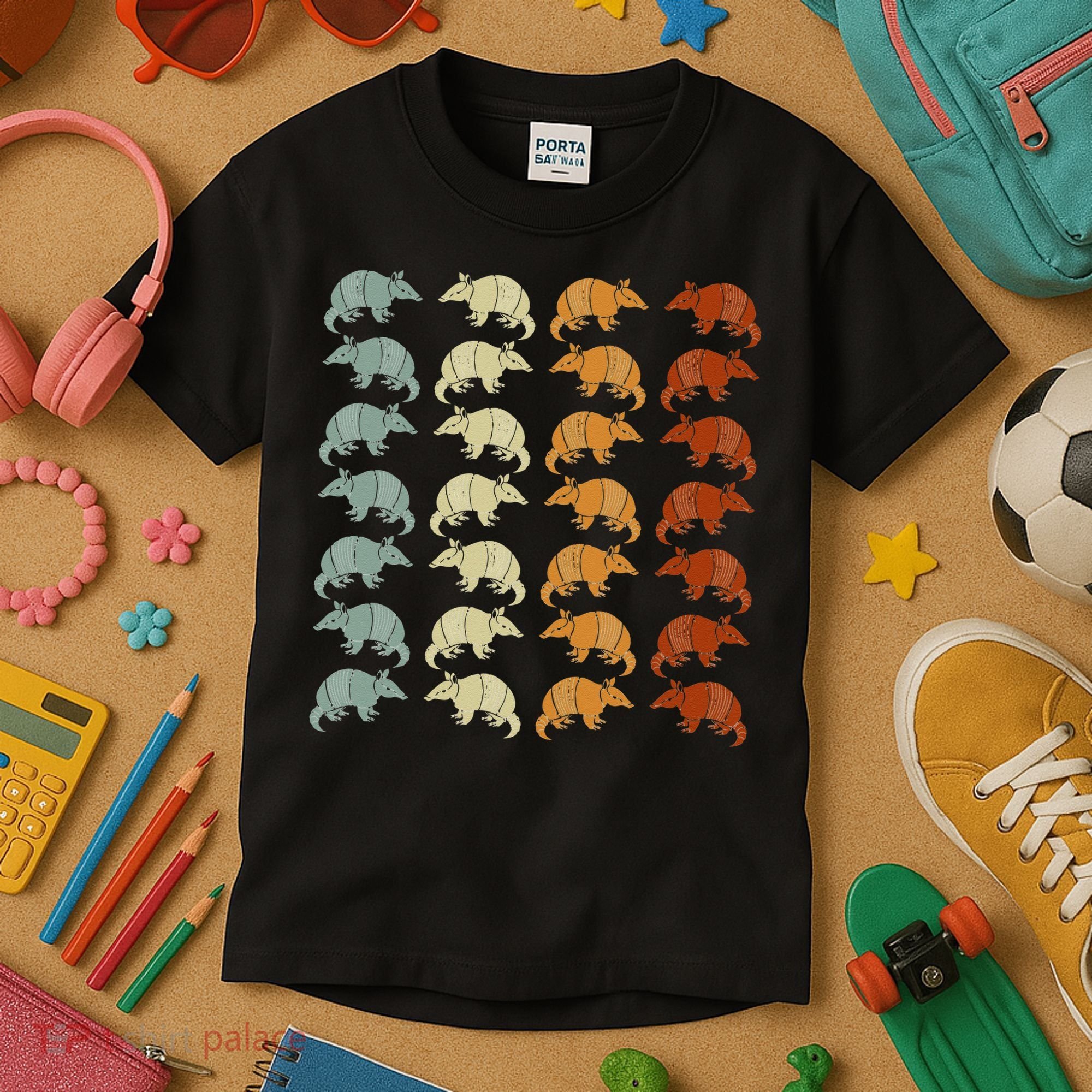 Retro Wild Nature Armadillo Lover Animal Armadillo Kids T-Shirt