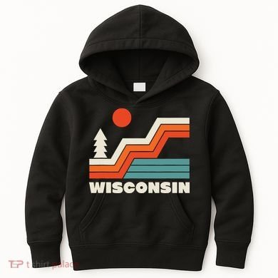 Retro Wisconsin Outdoors Nature Kids Hoodie