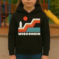 Retro Wisconsin Outdoors Nature Kids Hoodie thumb 3