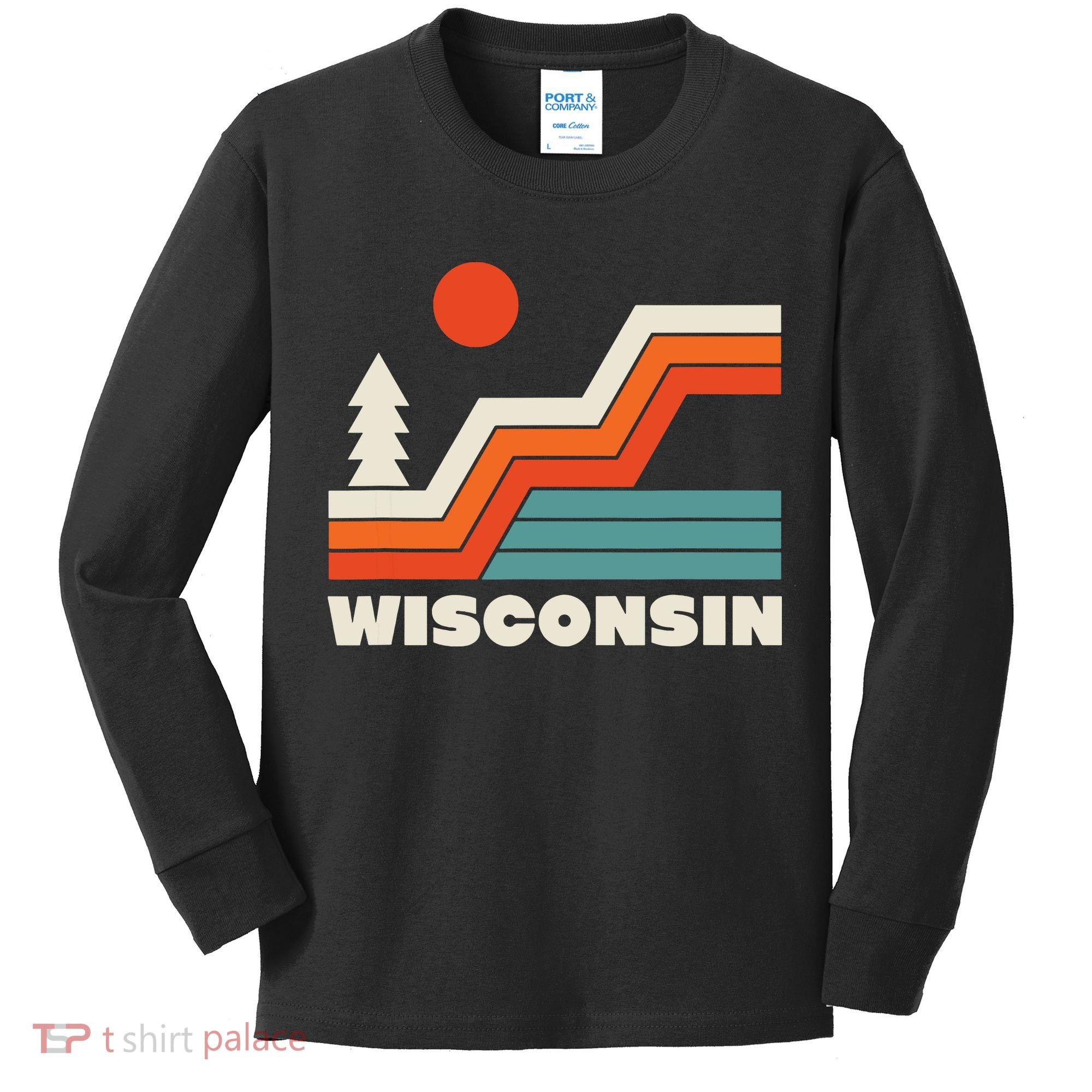 Retro Wisconsin Outdoors Nature Kids Long Sleeve Shirt