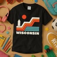 Retro Wisconsin Outdoors Nature Kids T-Shirt thumb 3