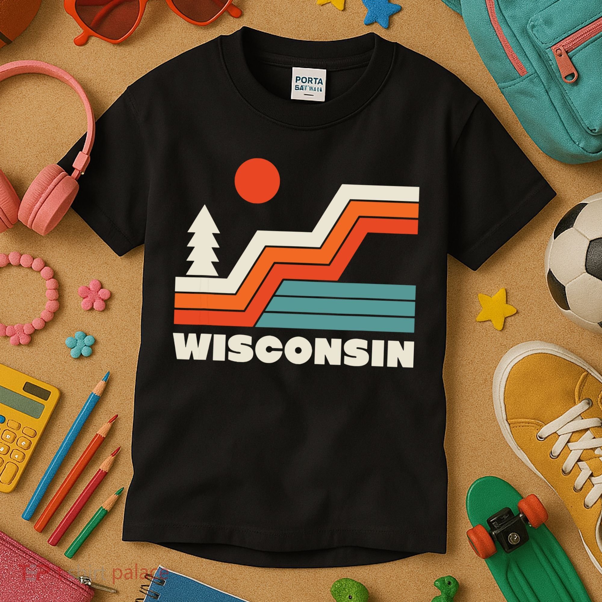 Retro Wisconsin Outdoors Nature Kids T-Shirt