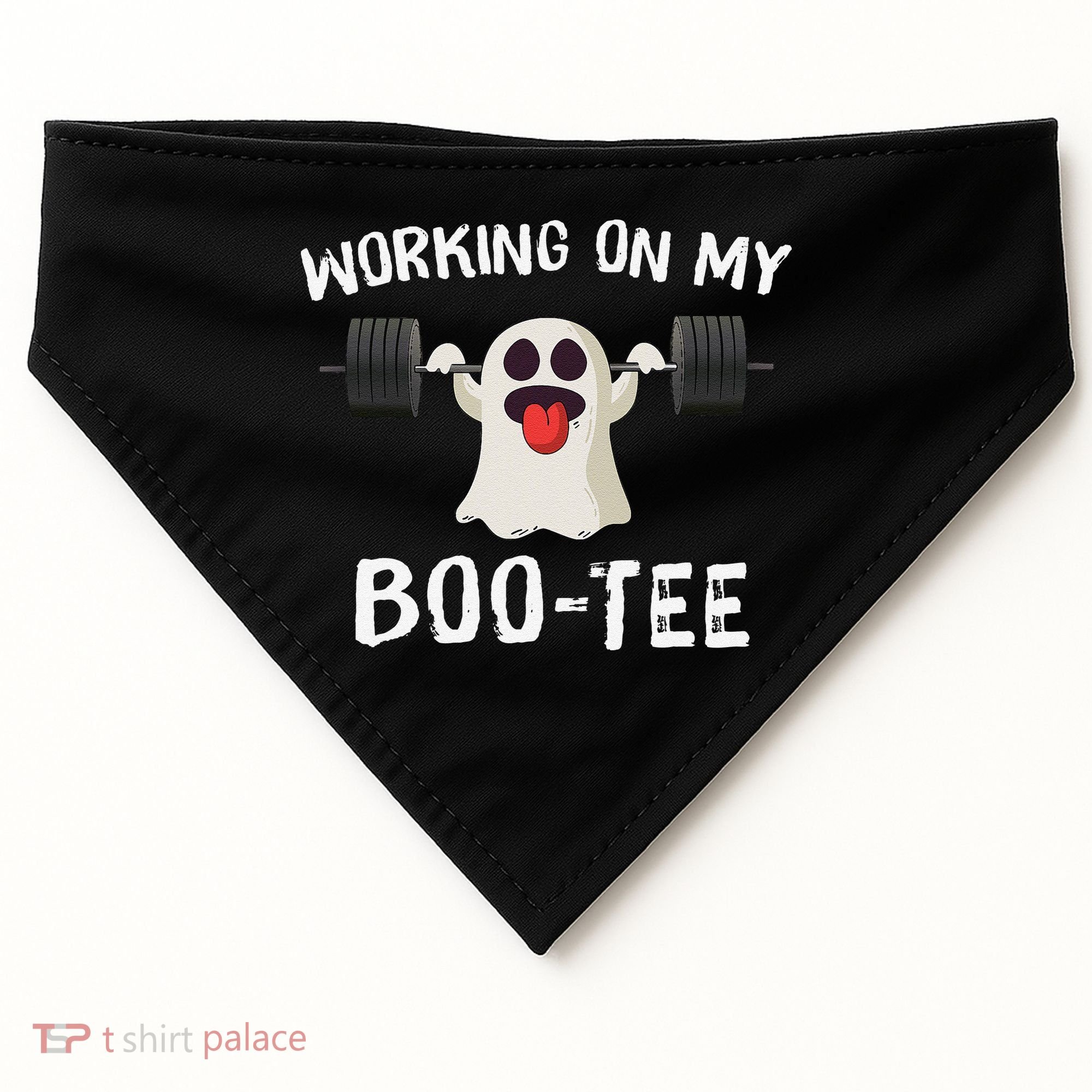 Retro Working On My Booty Cute Funny Boujee Ghost Halloween USA-Made Doggie Bandana