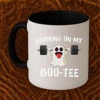 Retro Working On My Booty Cute Funny Boujee Ghost Halloween Coffee Mug thumb 2