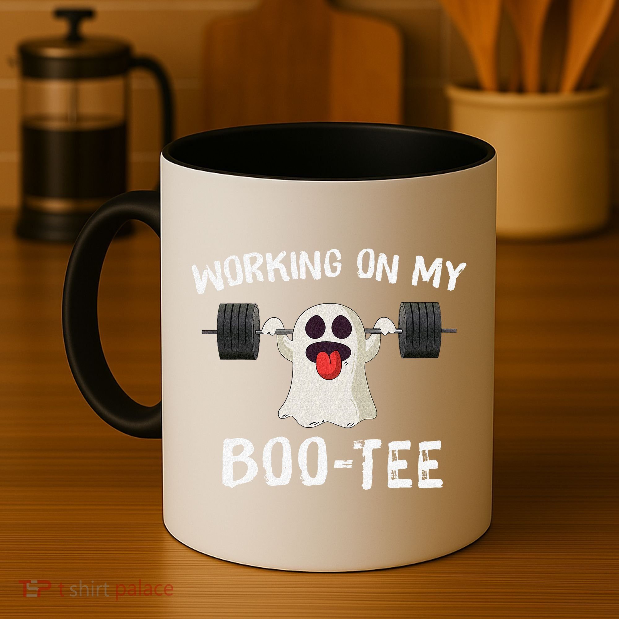 Retro Working On My Booty Cute Funny Boujee Ghost Halloween Coffee Mug