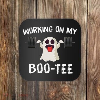 Retro Working On My Booty Cute Funny Boujee Ghost Halloween Coaster
