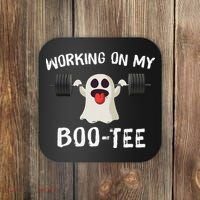 Retro Working On My Booty Cute Funny Boujee Ghost Halloween Coaster thumb 0