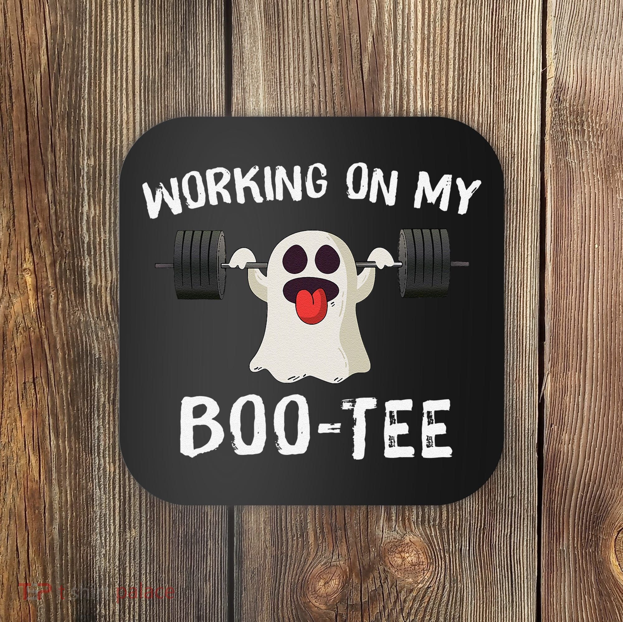 Retro Working On My Booty Cute Funny Boujee Ghost Halloween Coaster