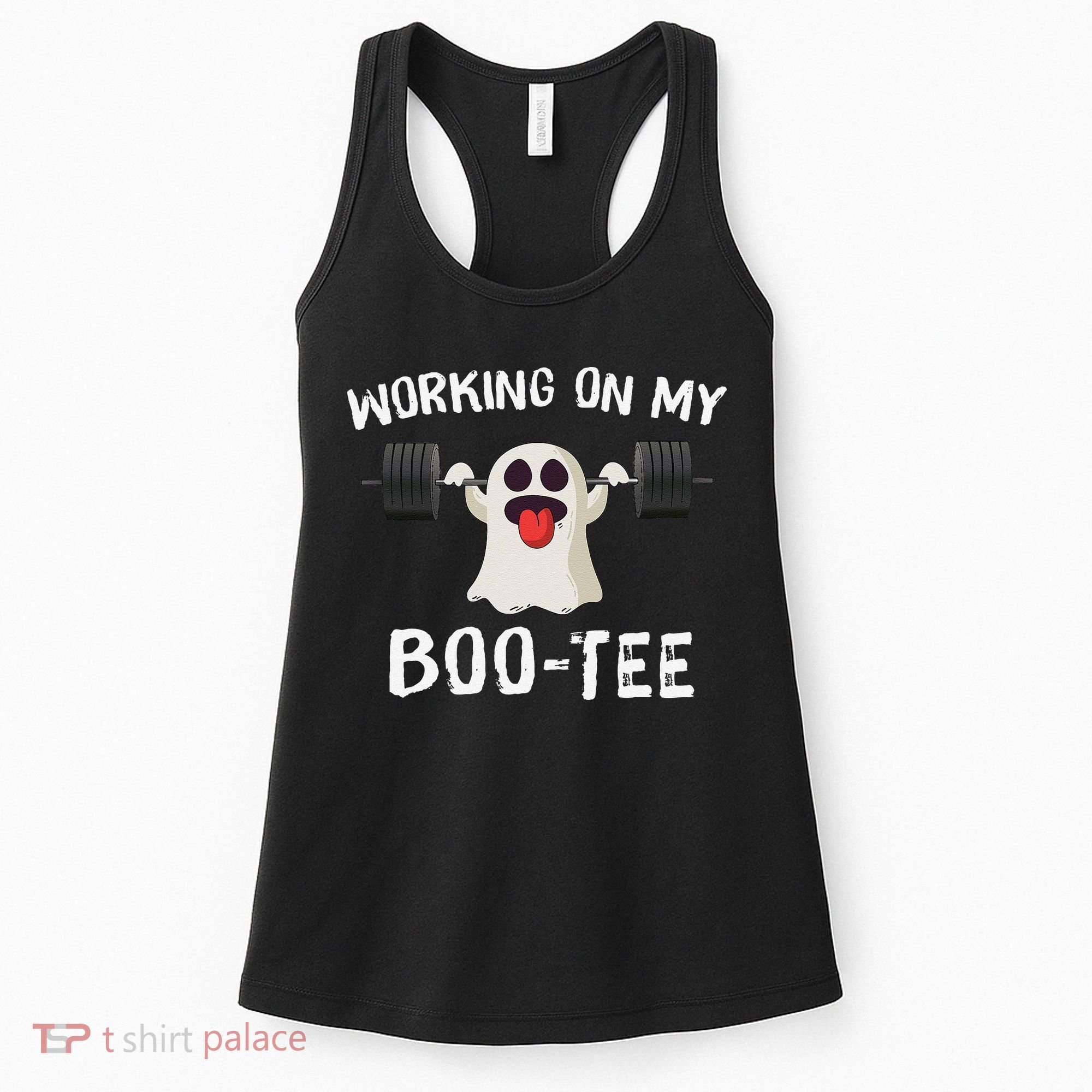 Retro Working On My Booty Cute Funny Boujee Ghost Halloween Women's Tank Top