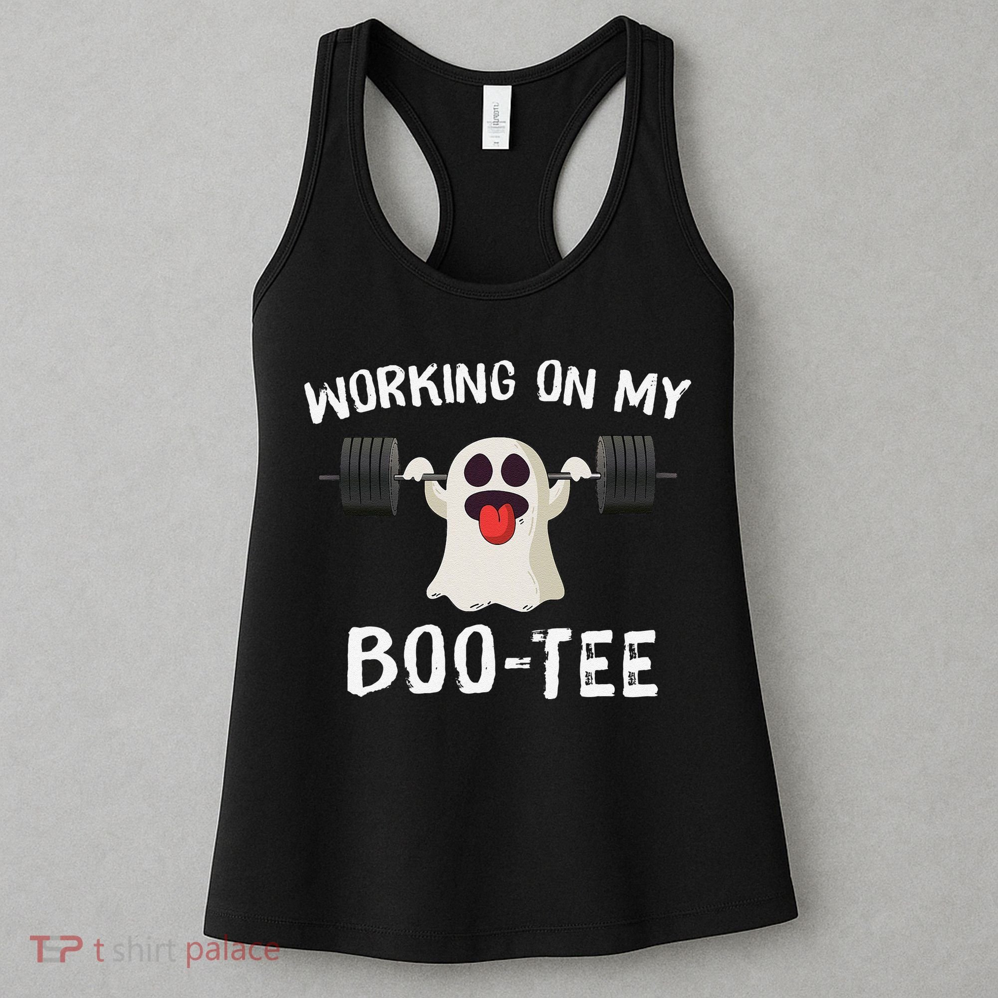 Retro Working On My Booty Cute Funny Boujee Ghost Halloween Women's Tank Top