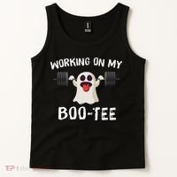 Retro Working On My Booty Cute Funny Boujee Ghost Halloween Tank Top thumb 2