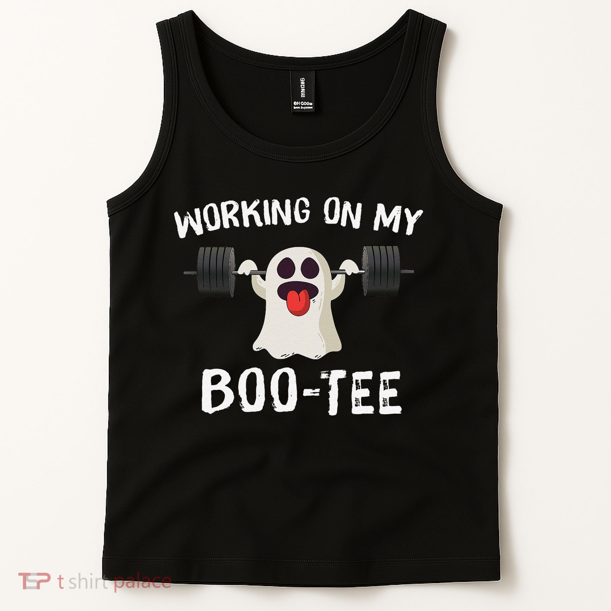 Retro Working On My Booty Cute Funny Boujee Ghost Halloween Tank Top