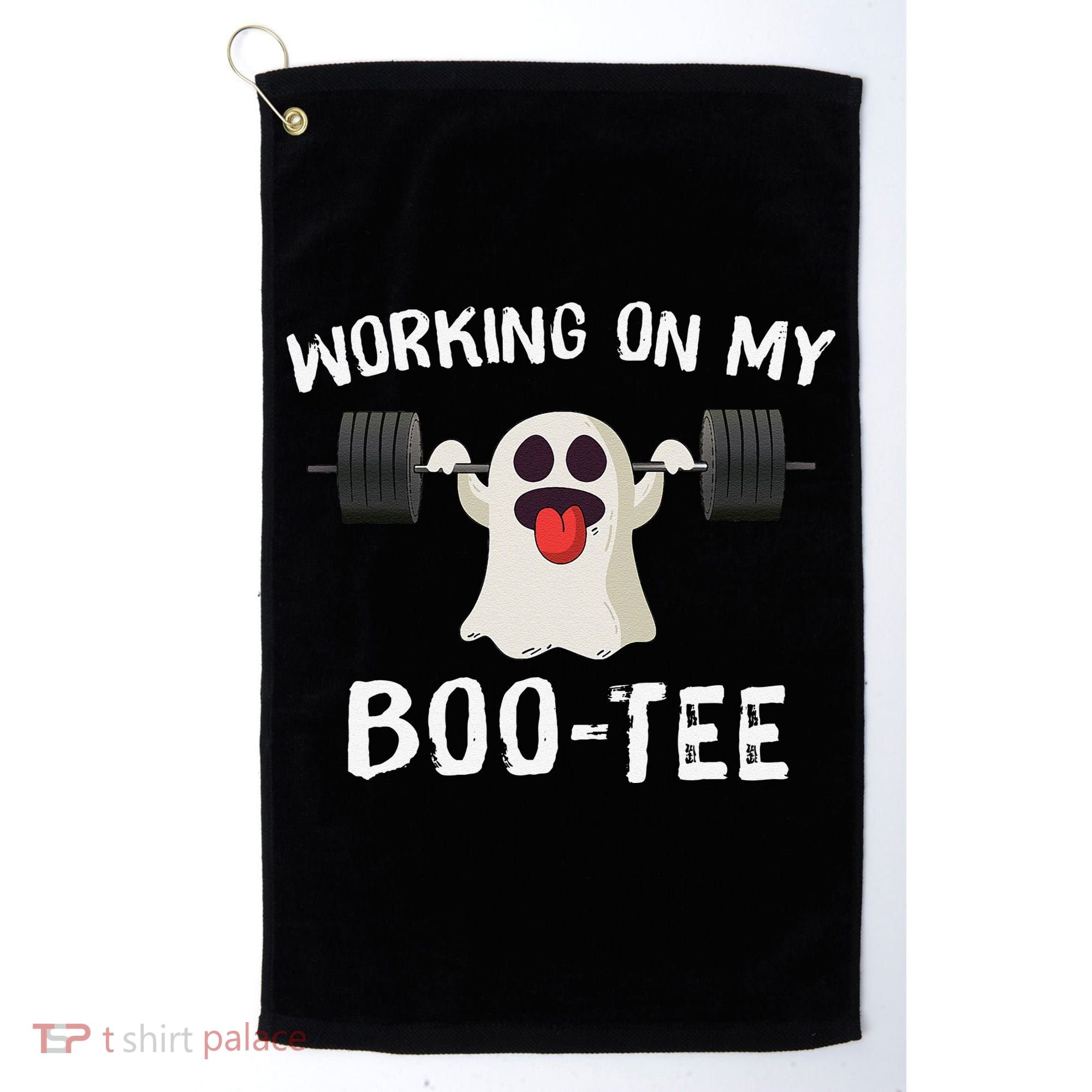 Retro Working On My Booty Cute Funny Boujee Ghost Halloween Golf Towel